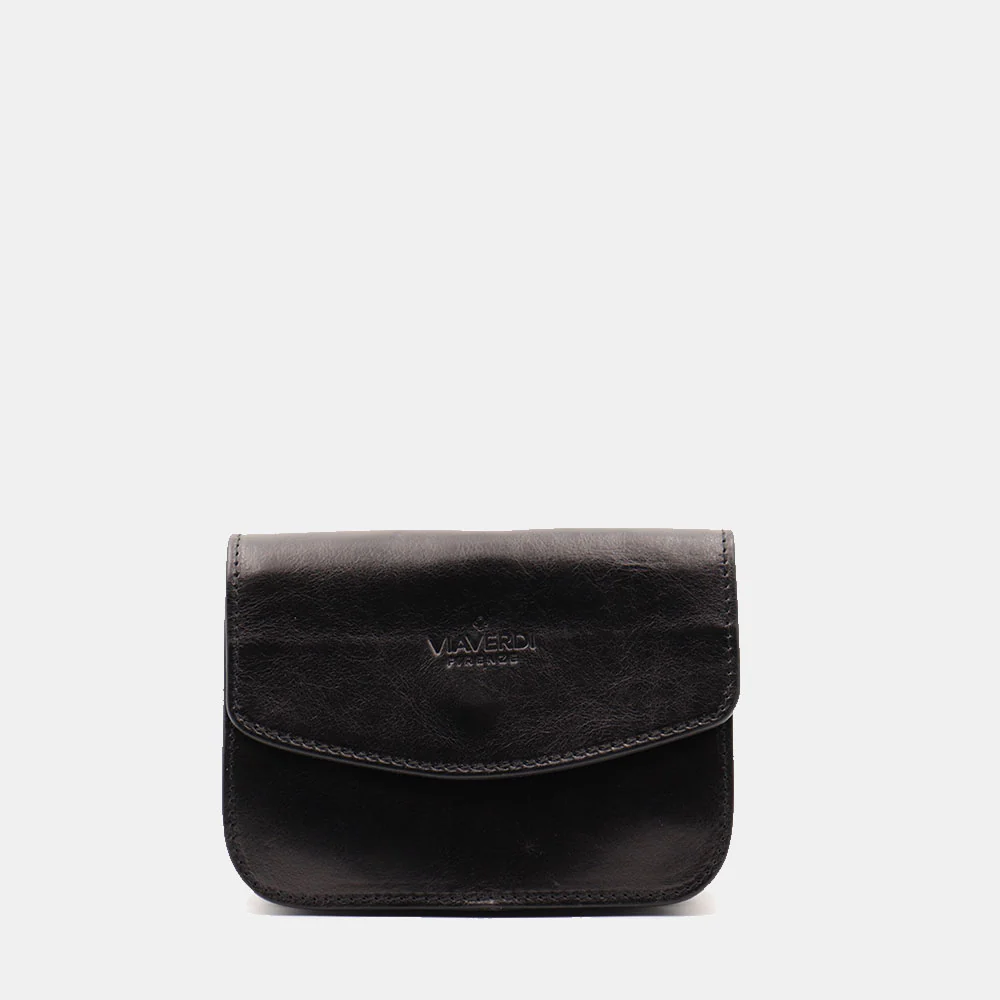 Borsa Piccola a Tracolla VIAVERDI in Pelle Nera Made in Italy linea Firenze